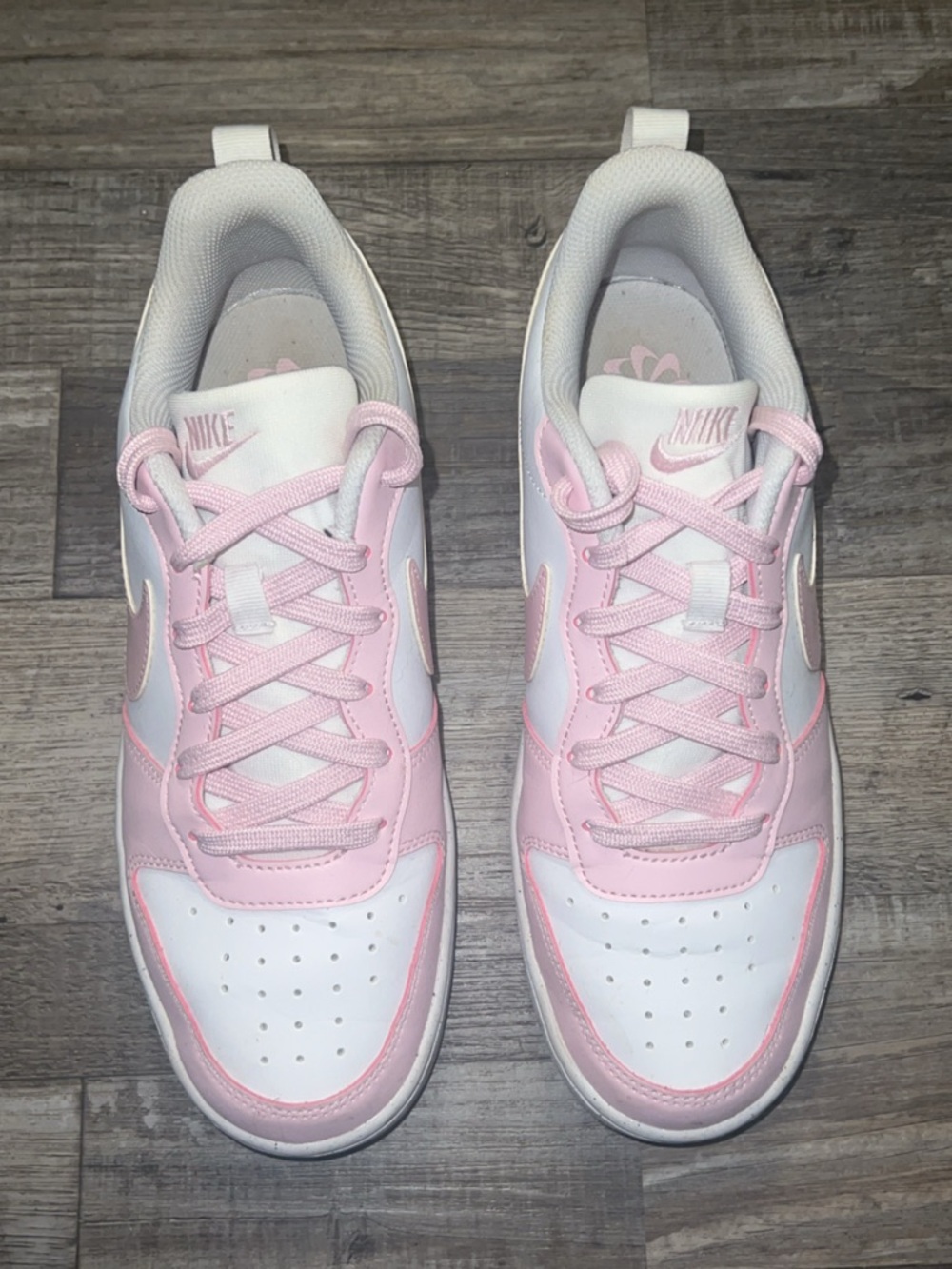 Nike Court Borough Low Sneakers in White & Light Pink - Picture 3 of 4